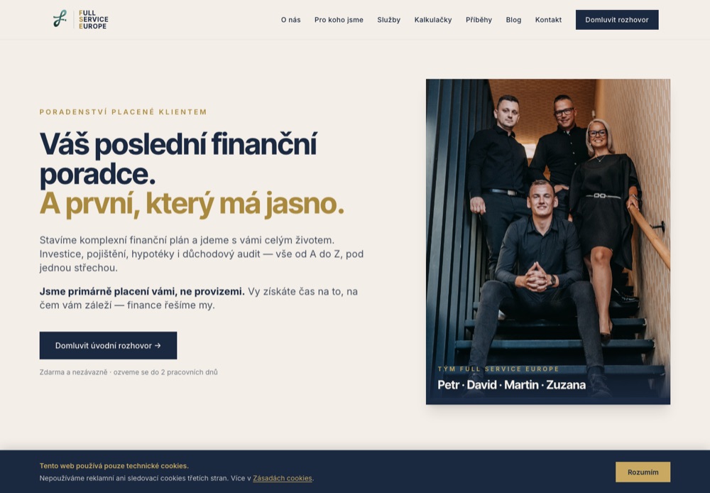 Ukázka webu Full Service Europe